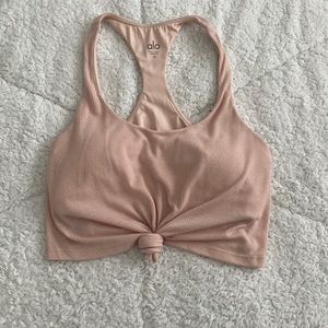 Alo yoga blush pink tie knot crop top/ bra